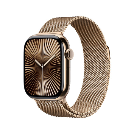 Apple Watch 10 46mm, титан, золотой, миланская золотая петля M/L