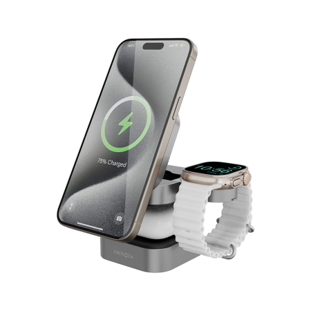 EnergEA БЗУ MagCube Qi2 3 в 1 15W MagSafe (черный) MAG-CUBE-GUN