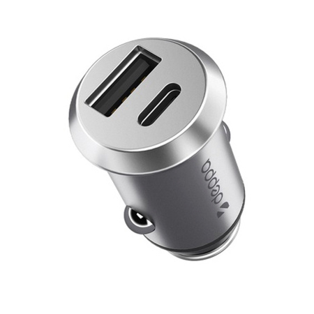 Deppa АЗУ 30W Type-C + USB A (серебристый) 11212