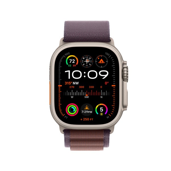 Apple Watch Ultra 2 49mm, серебристый, Alpine Loop M индиго ремешок Apple Watch Ultra 2 49mm, серебристый, Alpine Loop M индиго ремешок