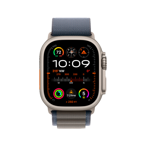 Apple Watch Ultra 2 49mm, серебристый, Alpine Loop M синий ремешок Apple Watch Ultra 2 49mm, серебристый, Alpine Loop M синий ремешок
