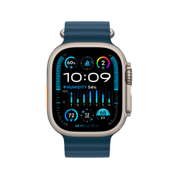 Apple Watch Ultra 2 49mm, серебристый, Ocean Band синий ремешок Apple Watch Ultra 2 49mm, серебристый, Ocean Band синий ремешок
