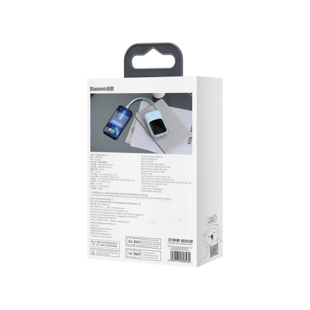 Baseus внешний аккумулятор с кабелем Lightning Qpow Pro 20W 10000mAh (голубой) PPQD020003 Baseus внешний аккумулятор с кабелем Lightning Qpow Pro 20W 10000mAh (голубой) PPQD020003