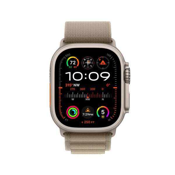 Apple Watch Ultra 2 49mm, серебристый, Alpine Loop L оливковый ремешок Apple Watch Ultra 2 49mm, серебристый, Alpine Loop L оливковый ремешок