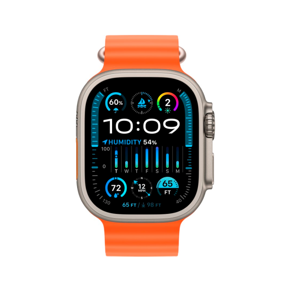 Apple Watch Ultra 2 49mm, серебристый, Ocean Band оранжевый ремешок Apple Watch Ultra 2 49mm, серебристый, Ocean Band оранжевый ремешок
