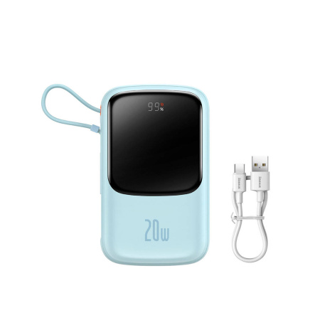 Baseus внешний аккумулятор с кабелем Lightning Qpow Pro 20W 10000mAh (голубой) PPQD020003 Baseus внешний аккумулятор с кабелем Lightning Qpow Pro 20W 10000mAh (голубой) PPQD020003