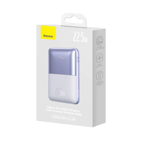 Baseus внешний аккумулятор Bipow Pro 22.5W 20000mAh (фиолетовый) PPBD030005 Baseus внешний аккумулятор Bipow Pro 22.5W 20000mAh (фиолетовый) PPBD030005