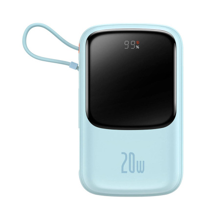 Baseus внешний аккумулятор с кабелем Lightning Qpow Pro 20W 10000mAh (голубой) PPQD020003 Baseus внешний аккумулятор с кабелем Lightning Qpow Pro 20W 10000mAh (голубой) PPQD020003