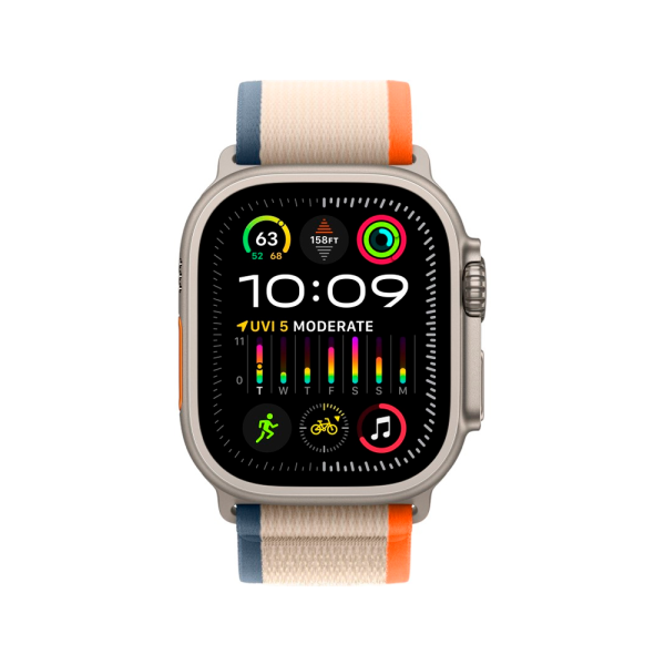 Apple Watch Ultra 2 49mm, серебристый, Trail Loop S/M оранжевый/бежевый ремешок Apple Watch Ultra 2 49mm, серебристый, Trail Loop S/M оранжевый/бежевый ремешок